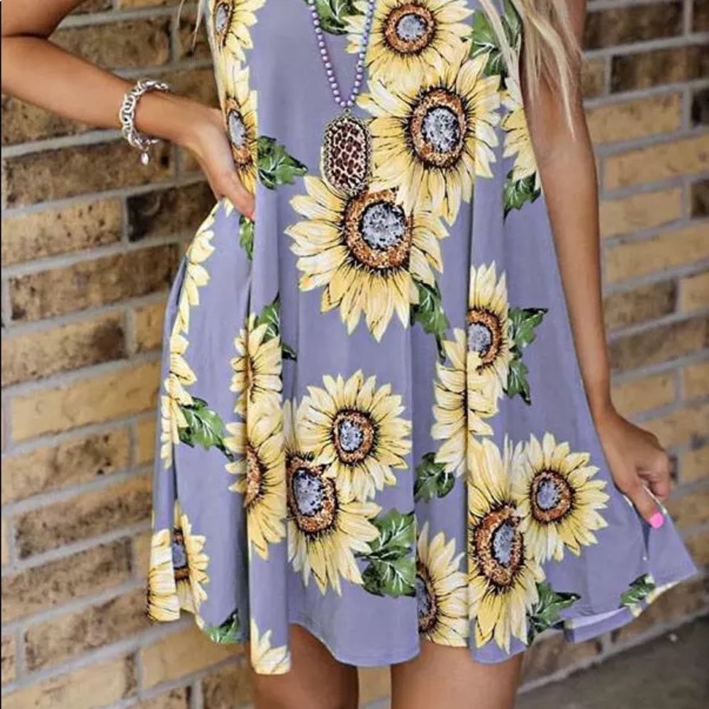 Lavender Sunflower Tank Dress 🌻 - Picture 2 of 2